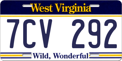 WV license plate 7CV292