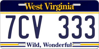 WV license plate 7CV333