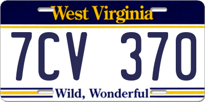 WV license plate 7CV370