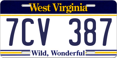 WV license plate 7CV387