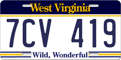 WV license plate 7CV419