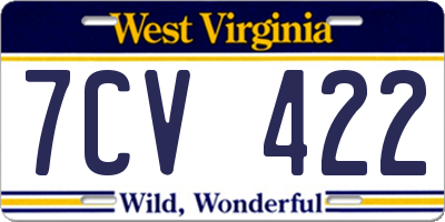 WV license plate 7CV422