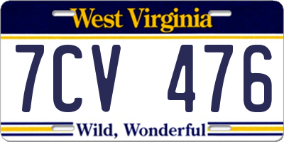 WV license plate 7CV476