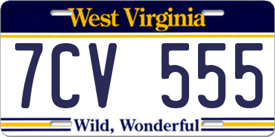 WV license plate 7CV555