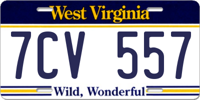 WV license plate 7CV557