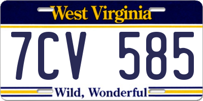 WV license plate 7CV585