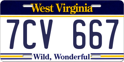WV license plate 7CV667