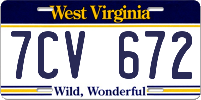 WV license plate 7CV672