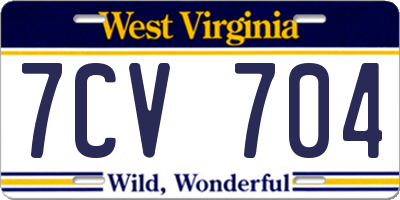 WV license plate 7CV704