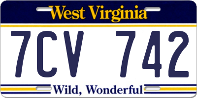 WV license plate 7CV742