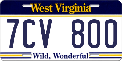 WV license plate 7CV800