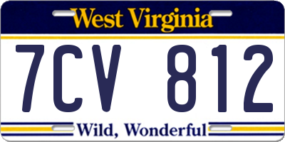 WV license plate 7CV812