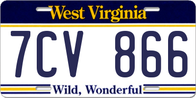 WV license plate 7CV866