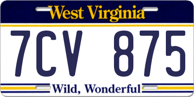 WV license plate 7CV875