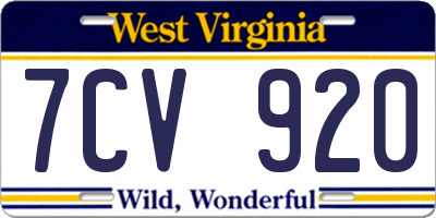 WV license plate 7CV920