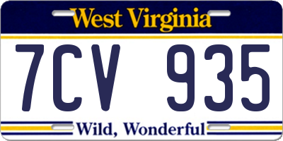 WV license plate 7CV935