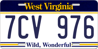 WV license plate 7CV976