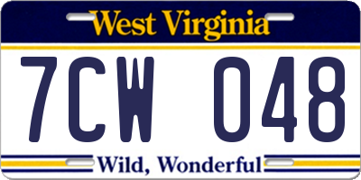 WV license plate 7CW048