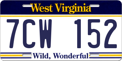 WV license plate 7CW152