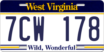 WV license plate 7CW178