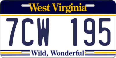 WV license plate 7CW195