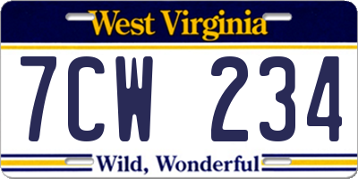 WV license plate 7CW234