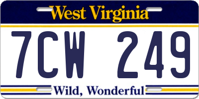 WV license plate 7CW249