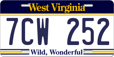 WV license plate 7CW252