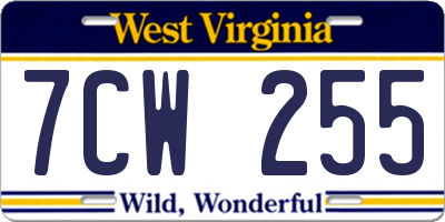 WV license plate 7CW255