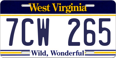 WV license plate 7CW265