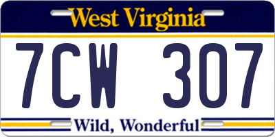 WV license plate 7CW307