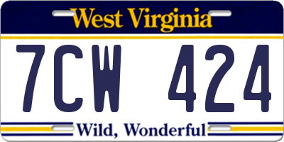 WV license plate 7CW424