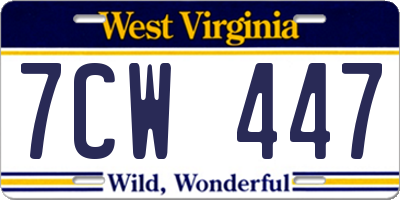 WV license plate 7CW447