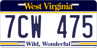 WV license plate 7CW475