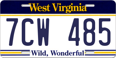 WV license plate 7CW485