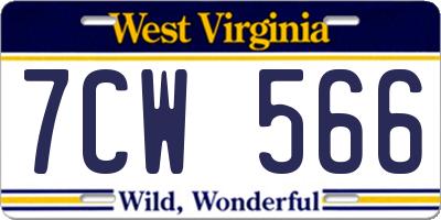 WV license plate 7CW566