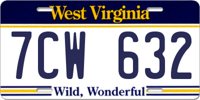 WV license plate 7CW632