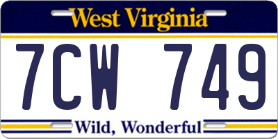 WV license plate 7CW749