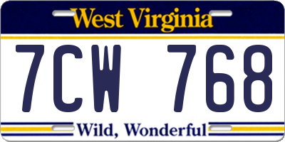 WV license plate 7CW768