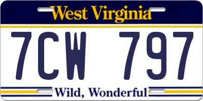 WV license plate 7CW797