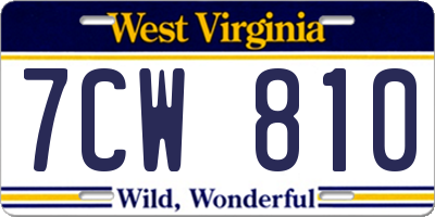WV license plate 7CW810