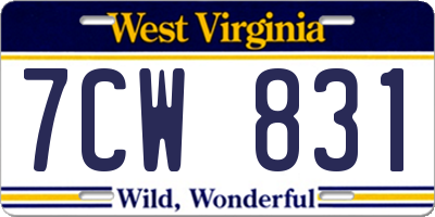 WV license plate 7CW831