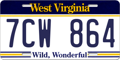 WV license plate 7CW864