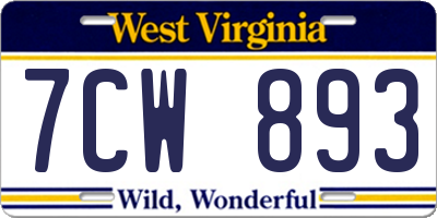 WV license plate 7CW893
