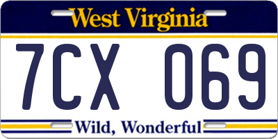 WV license plate 7CX069