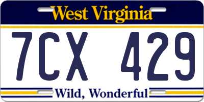 WV license plate 7CX429