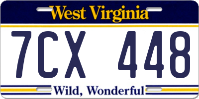 WV license plate 7CX448