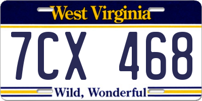 WV license plate 7CX468