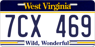 WV license plate 7CX469