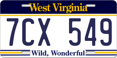WV license plate 7CX549